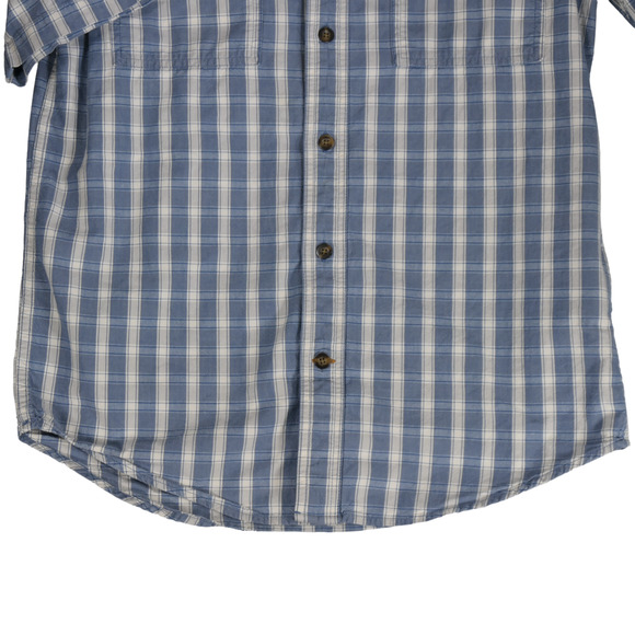 Carhartt Button Down Shirt Men Small Blue Plaid Loose Fit Cotton Flap Pockets - Picture 5 of 16